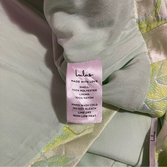 Lulus Mini Dress Women's Size Small Green Floral Jacquard Satin Sleeveless - Picture 12 of 12